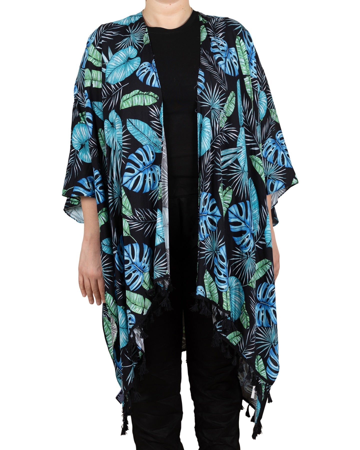 Tropical Leaf Print Kimono