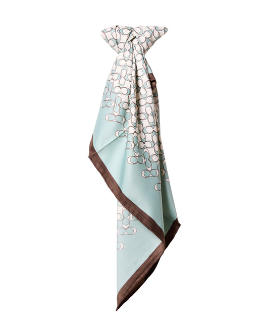 Blue Double C Printed Square Decorative Scarf