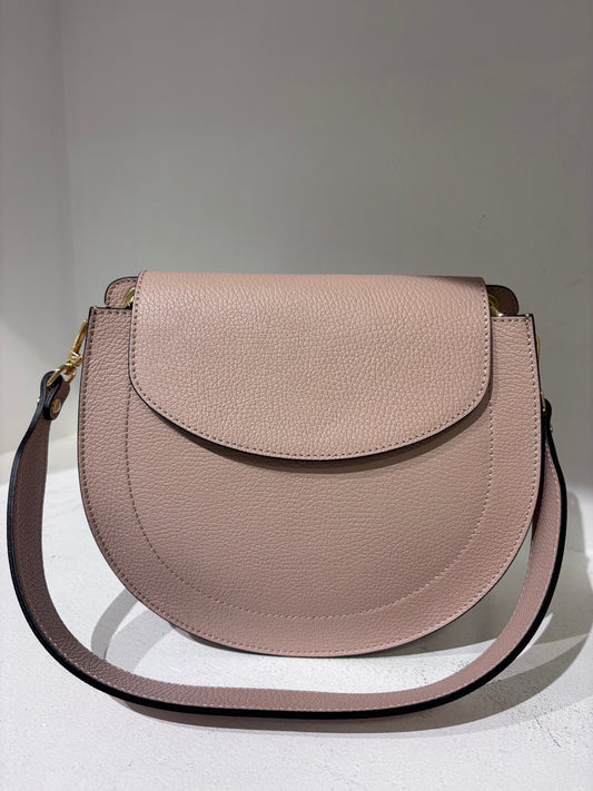 Pink Fold Top Rounded Handbag