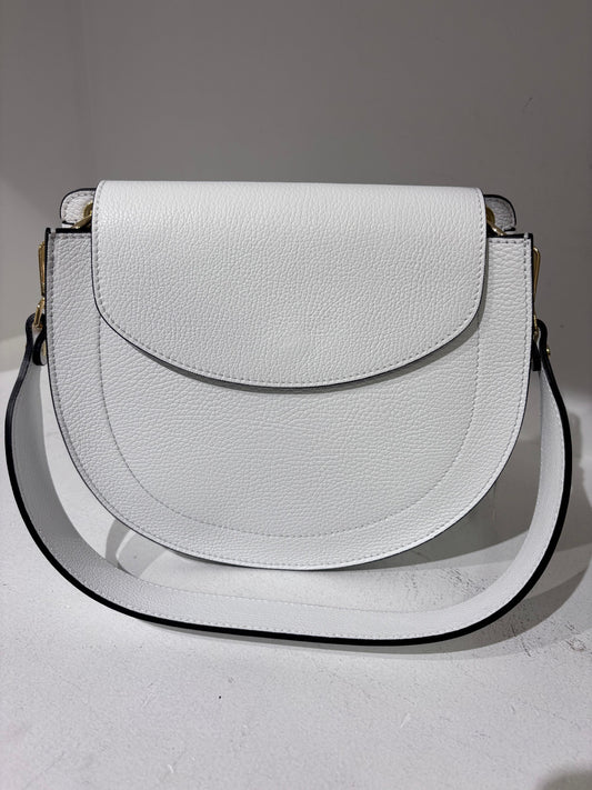 White Fold Top Rounded Handbag