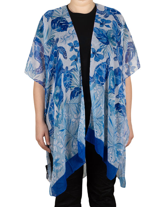Sheer Blue Ocean-Themed Kimono