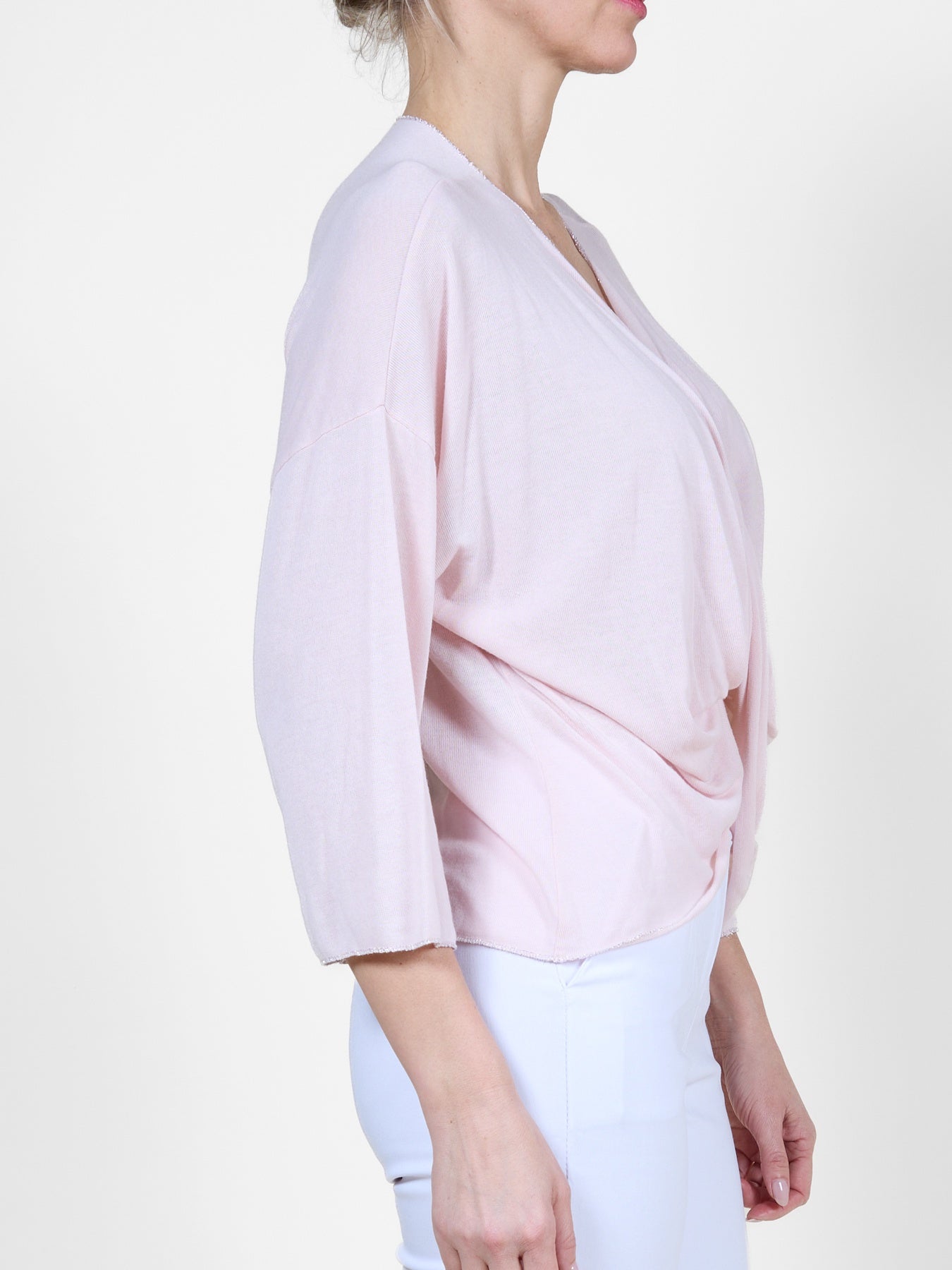Carnation Drape Front 3/4 Sleeve Top