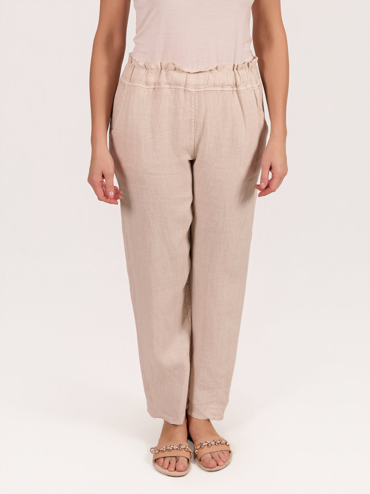 Beige Pull On 4 Pocket Pant