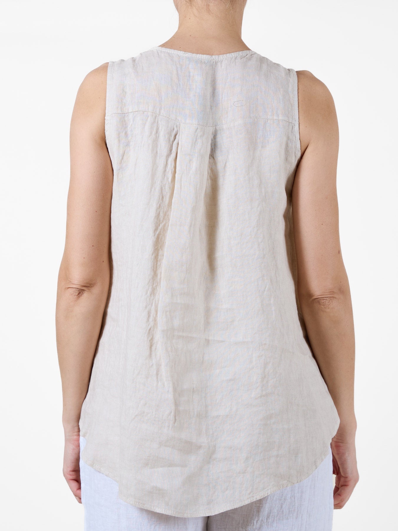 Sand Button Detail Hi-Low Tank Top