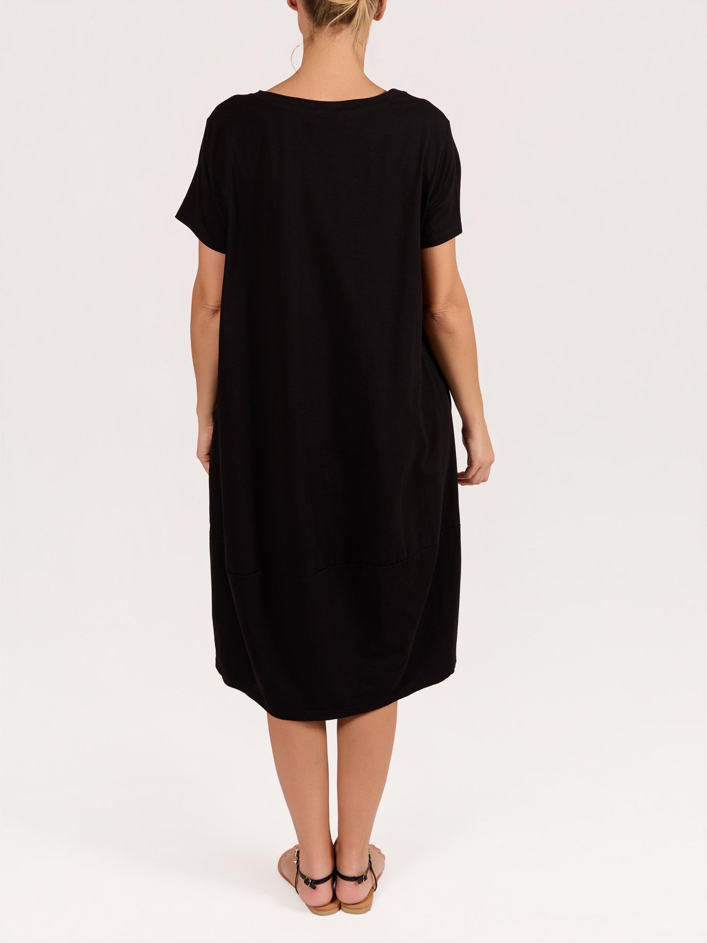 Black Short Sleeve Twist Side Detail Maxi Dress