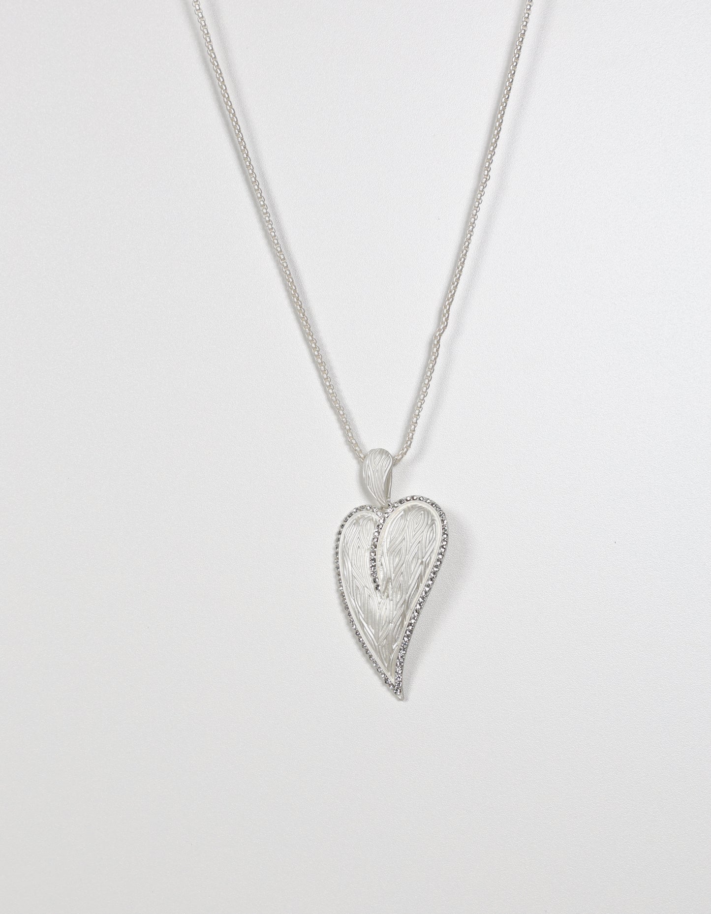 Silver Chain Necklace with Brushed Heart Pendant