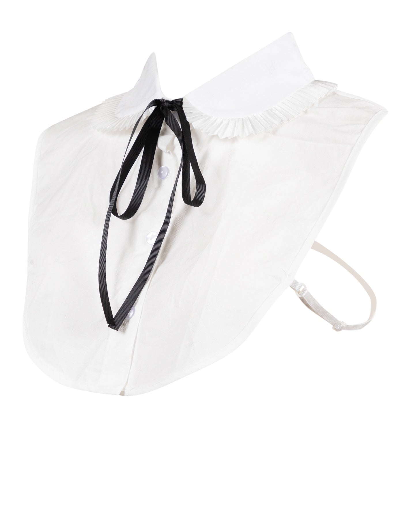 Pleated Collar Dickie with Ribbon Tie