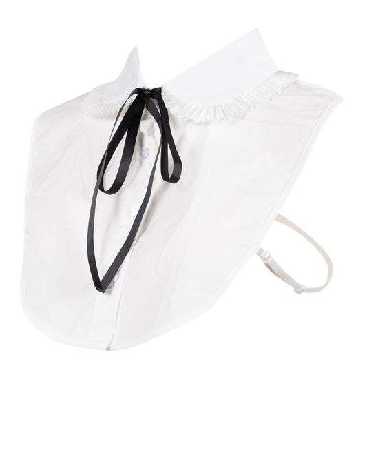 Pleated Collar Dickie with Ribbon Tie