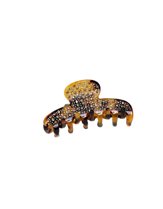 Tortoise Shell Crystal Curved Hair Clip 6cm Camel