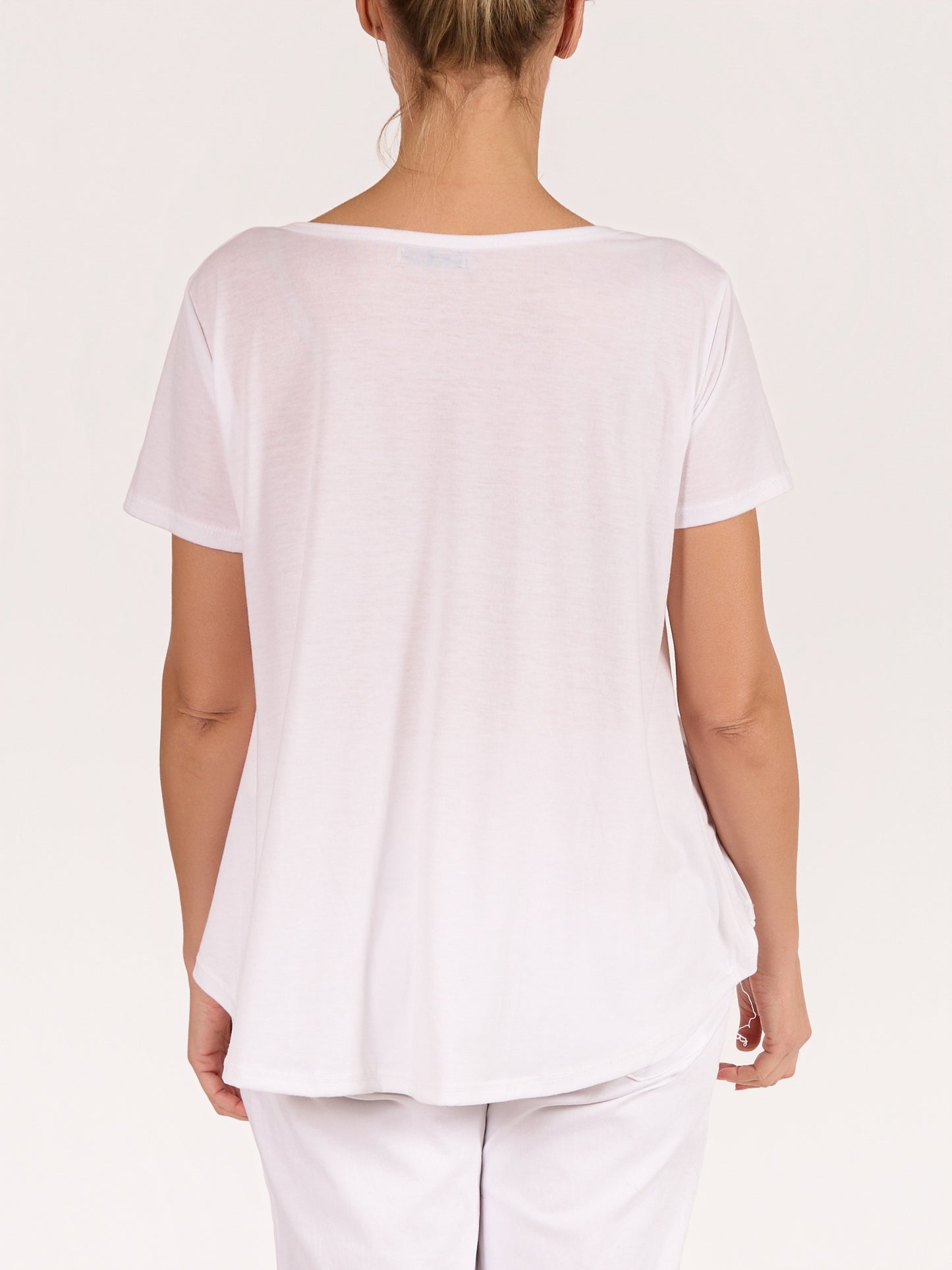 T-shirt blanc à encolure ronde et manches courtes avec motif Lemon Dolce Vita
