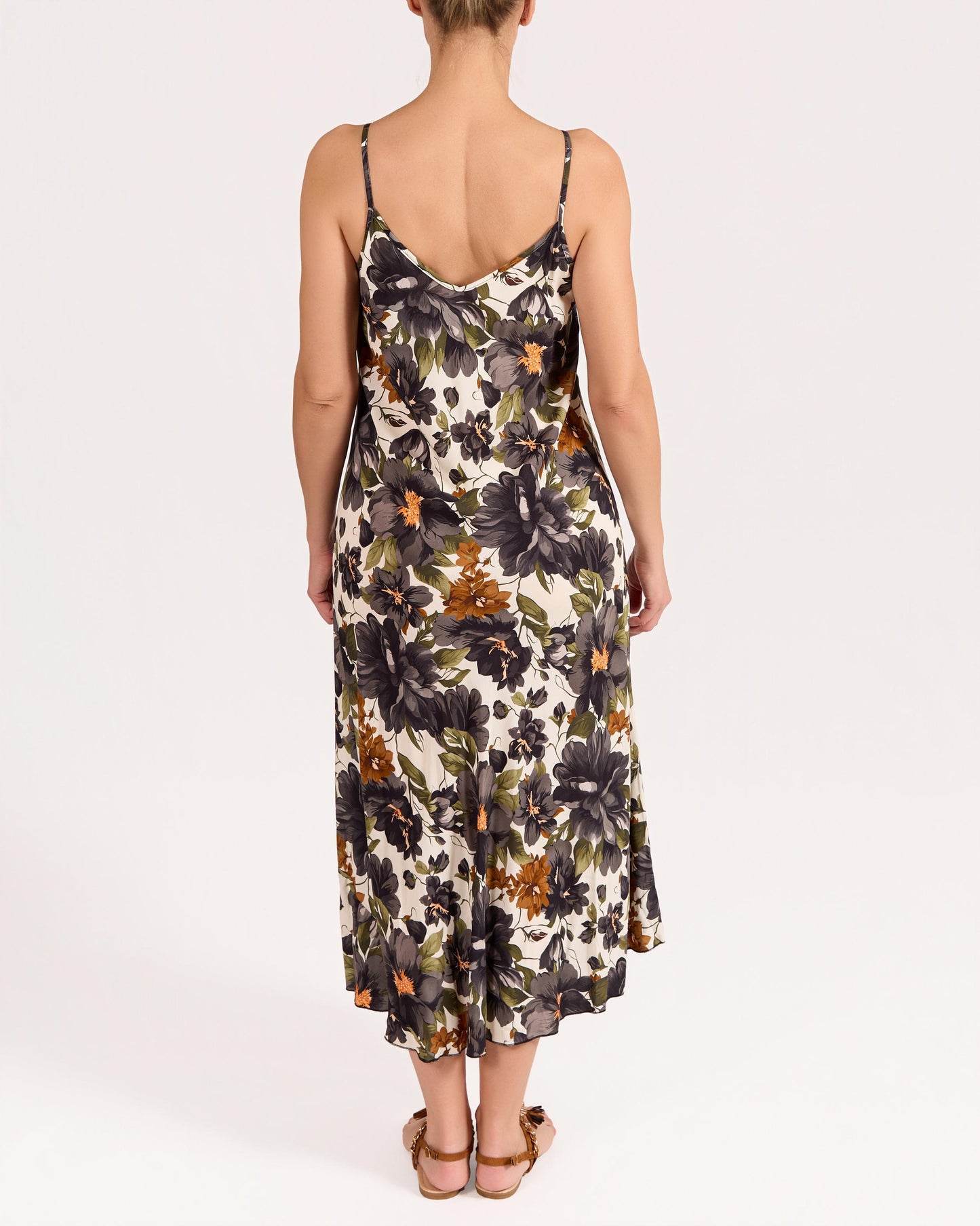 Black Spaghetti Strap Floral Maxi Dress