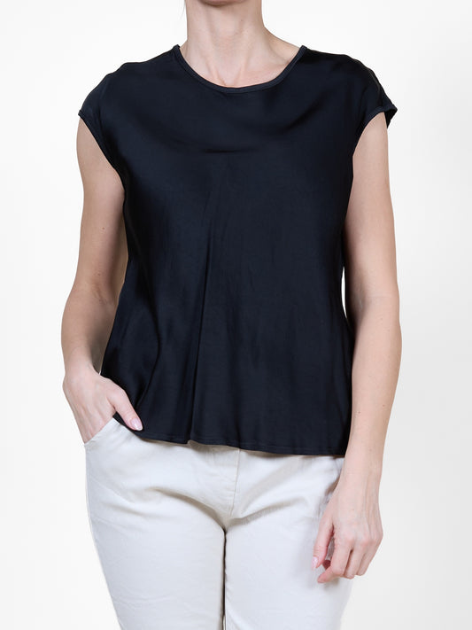 Black Sleeveless Top with Subtle Sheen