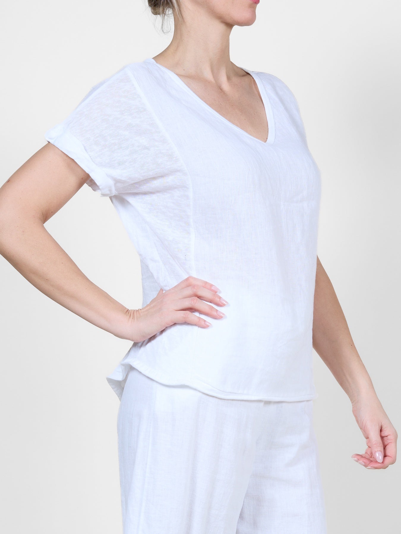 White Lightweight V-Neck T-Shirt
