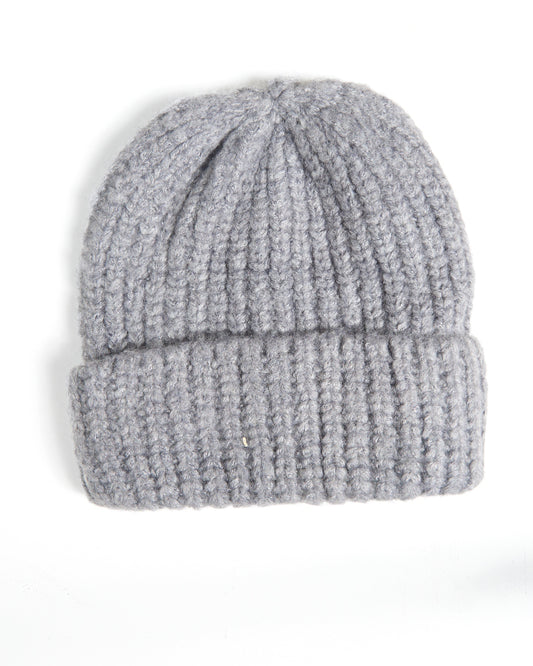 Grey Ribbed Knit Hat