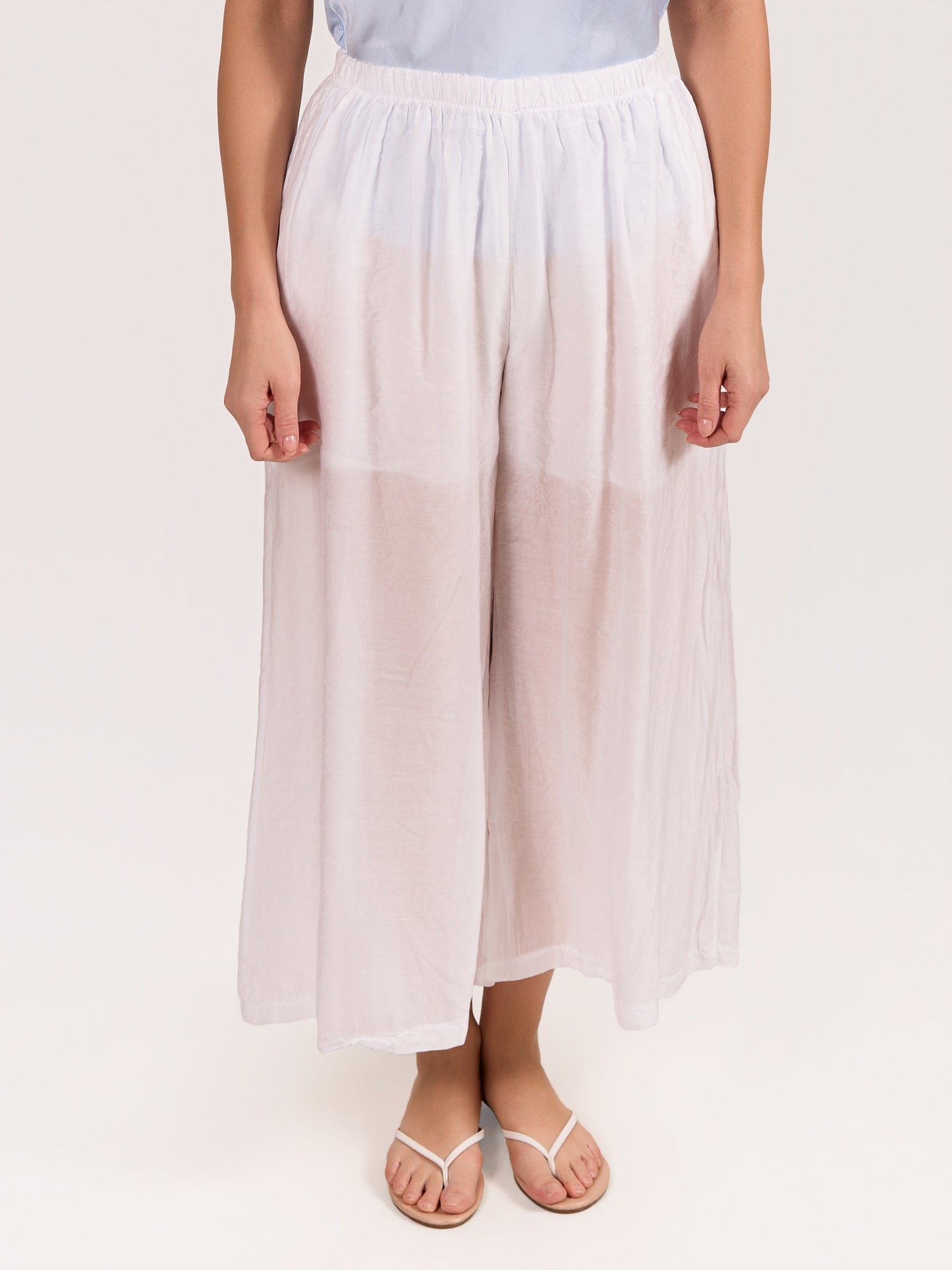 Pantalon blanc à enfiler avec doublure partielle