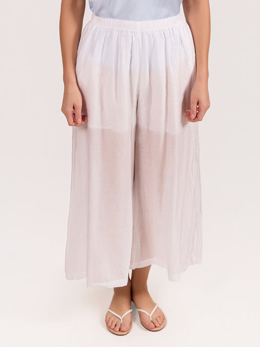White Pull on Pant With Partial Lining