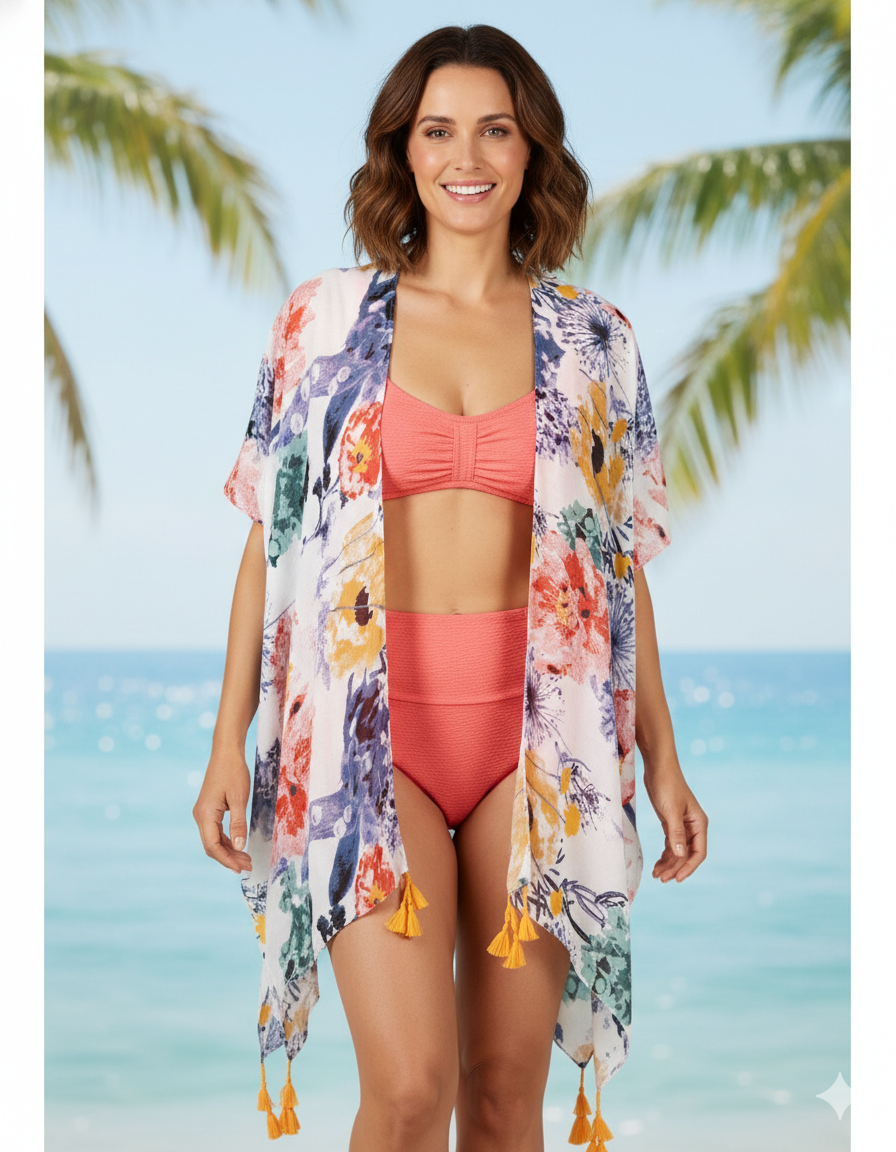 Floral Watercolor Kimono