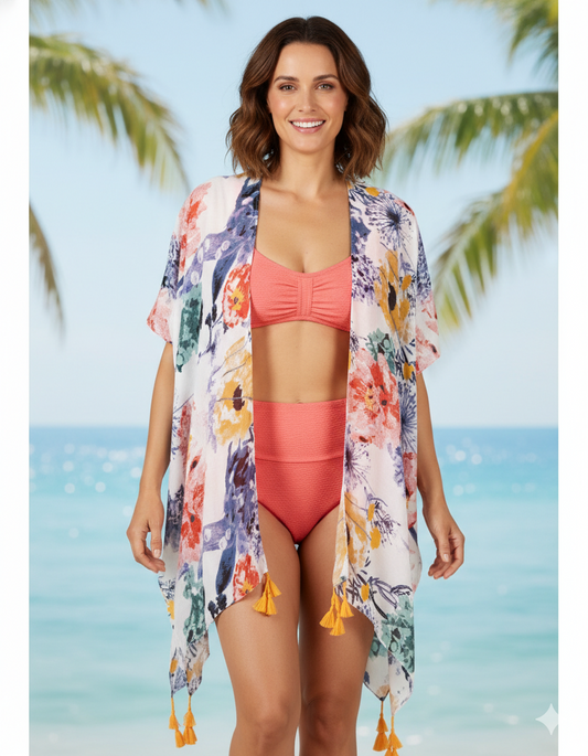 Floral Watercolor Kimono