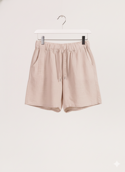 Beige Pull on Drawstring Short