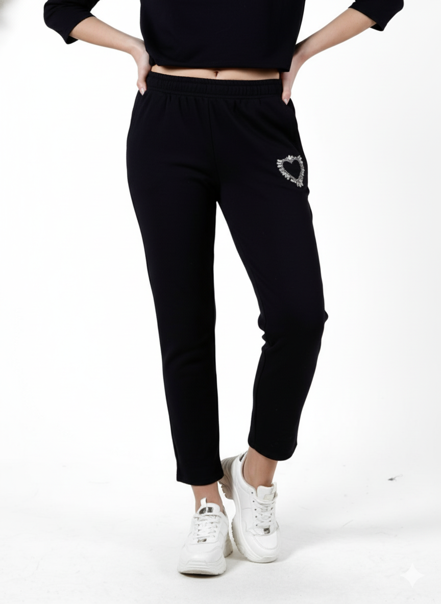 Black Pull on Drawstring Pull on Pant