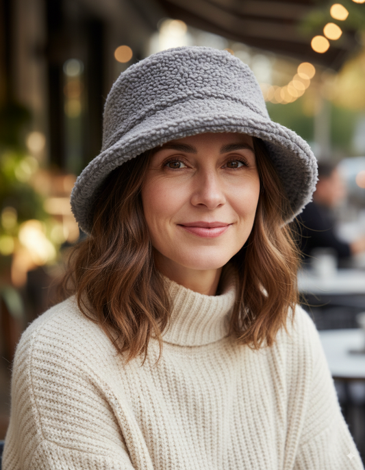 Grey Sherpa Bucket Hat