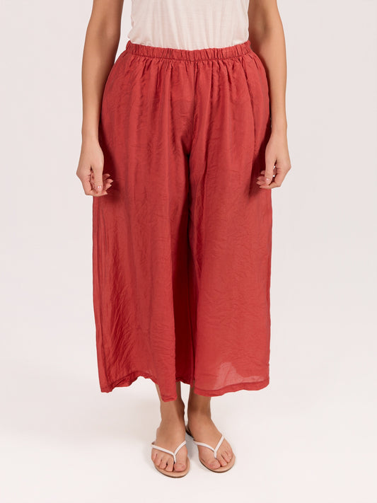 Red Pull on Pant With Partial Lining