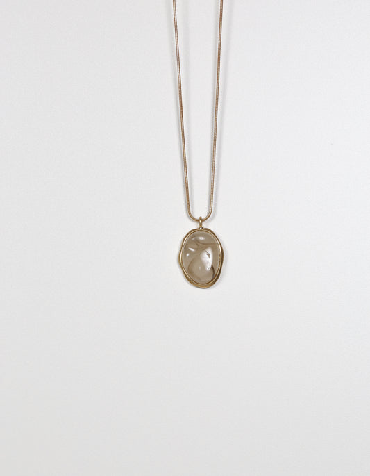 Grey Natural Stone Pendant Necklace