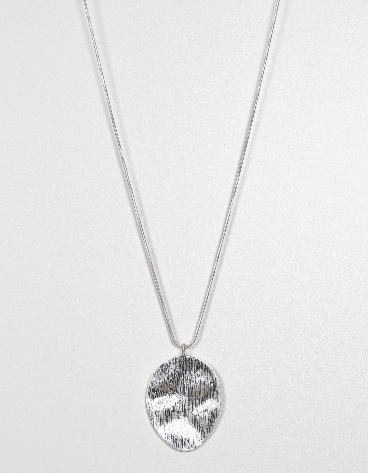 Silver Cord Necklace with Hammered Heart Pendant