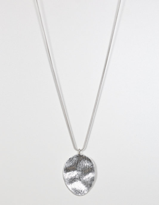 Silver Cord Necklace with Hammered Heart Pendant