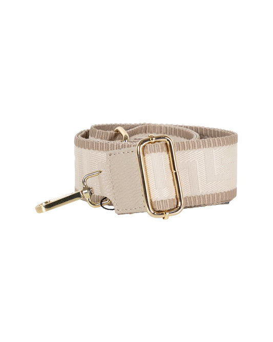 Adjustable Shoulder Bag Strap with Beige Greek Key Design