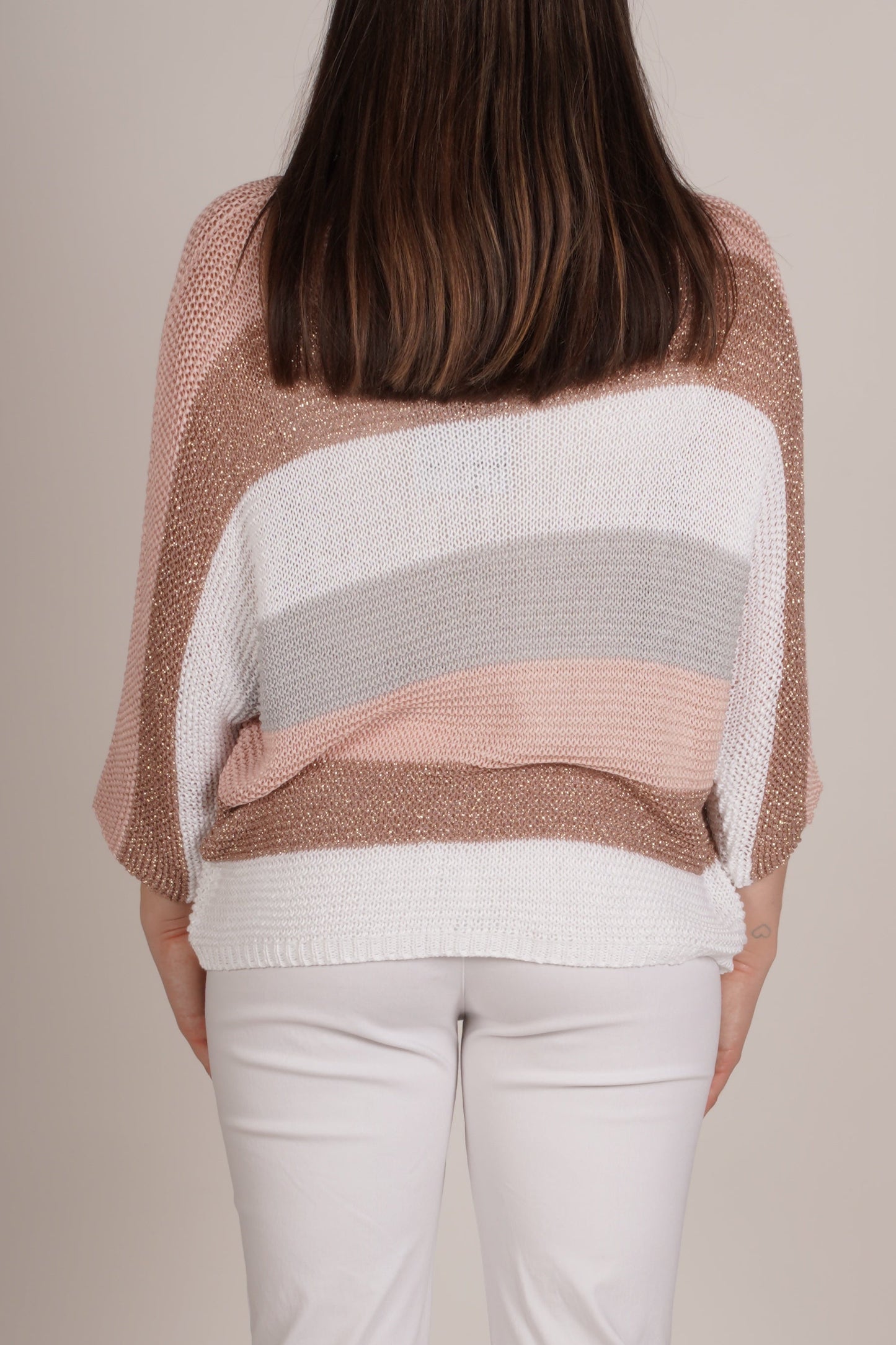 Carnation Loose Knit Pullover Long Sleeve with Stripes