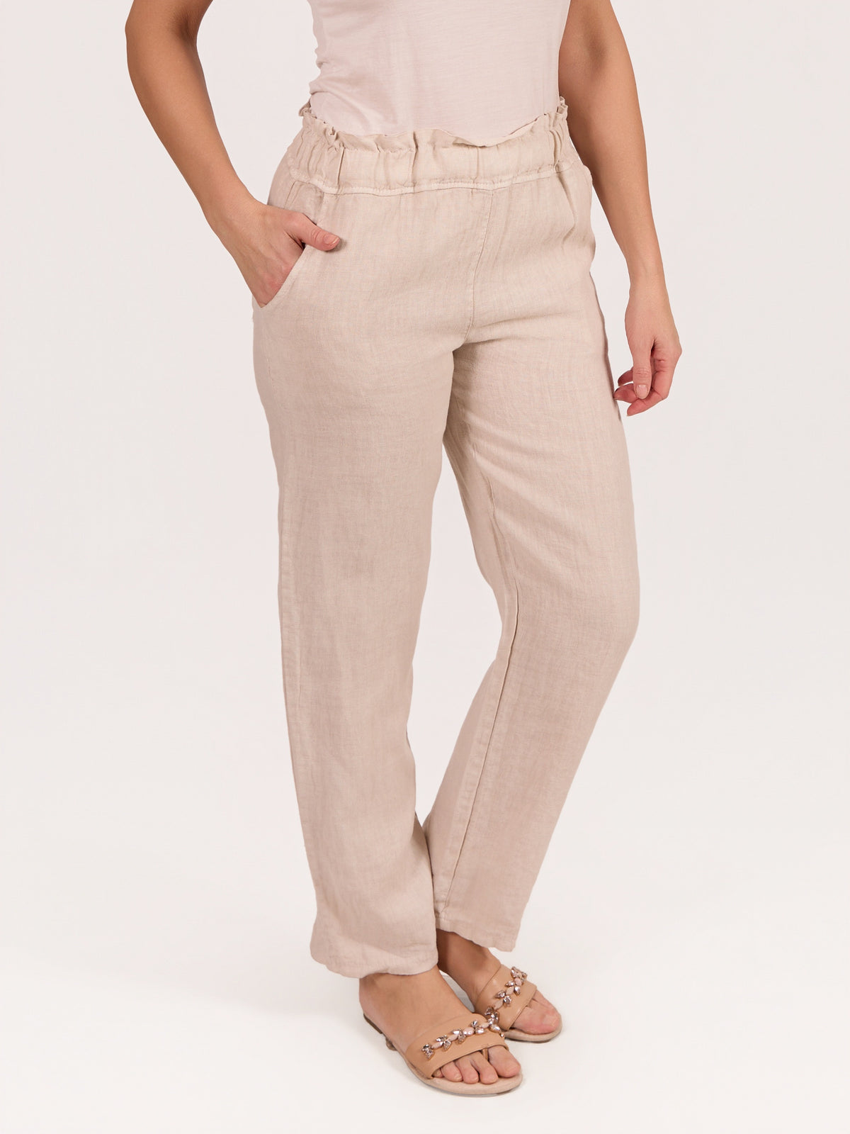 Beige Pull On 4 Pocket Pant