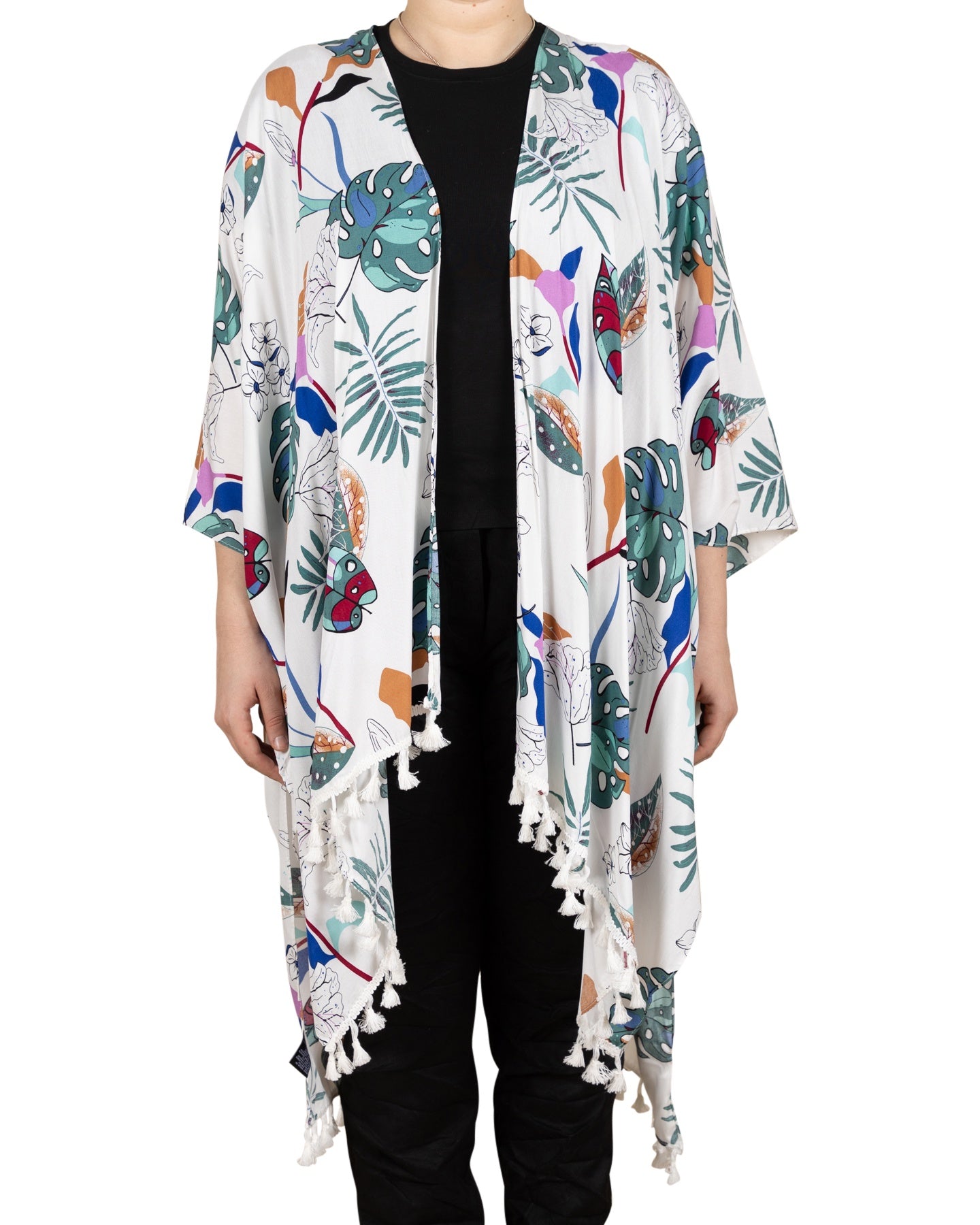 Floral and Tropical Print Kimono