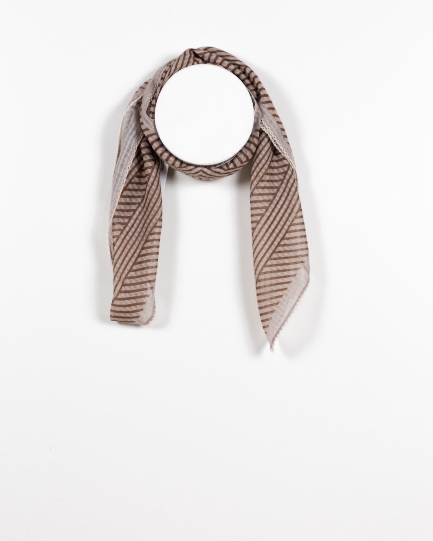 Taupe Chevron Lace-Edged Decorative Scarf