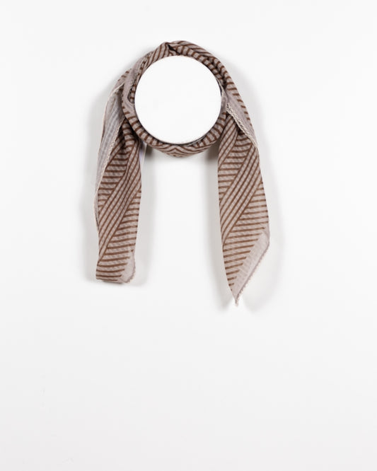 Taupe Chevron Lace-Edged Decorative Scarf