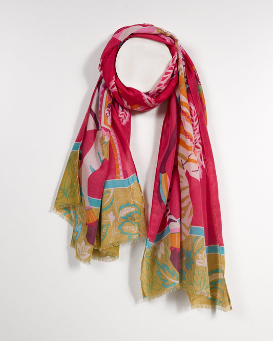 Fuchsia Tropical Vibrant Colour Printed Scarf