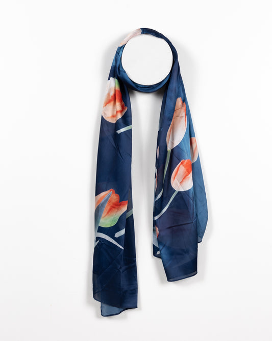 Semi-Transparent Scarf Midnight Tulip