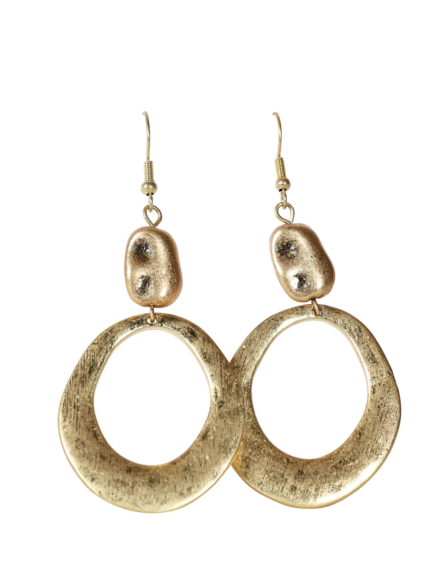 Boucles d’oreilles pendantes ovales texturées – Or