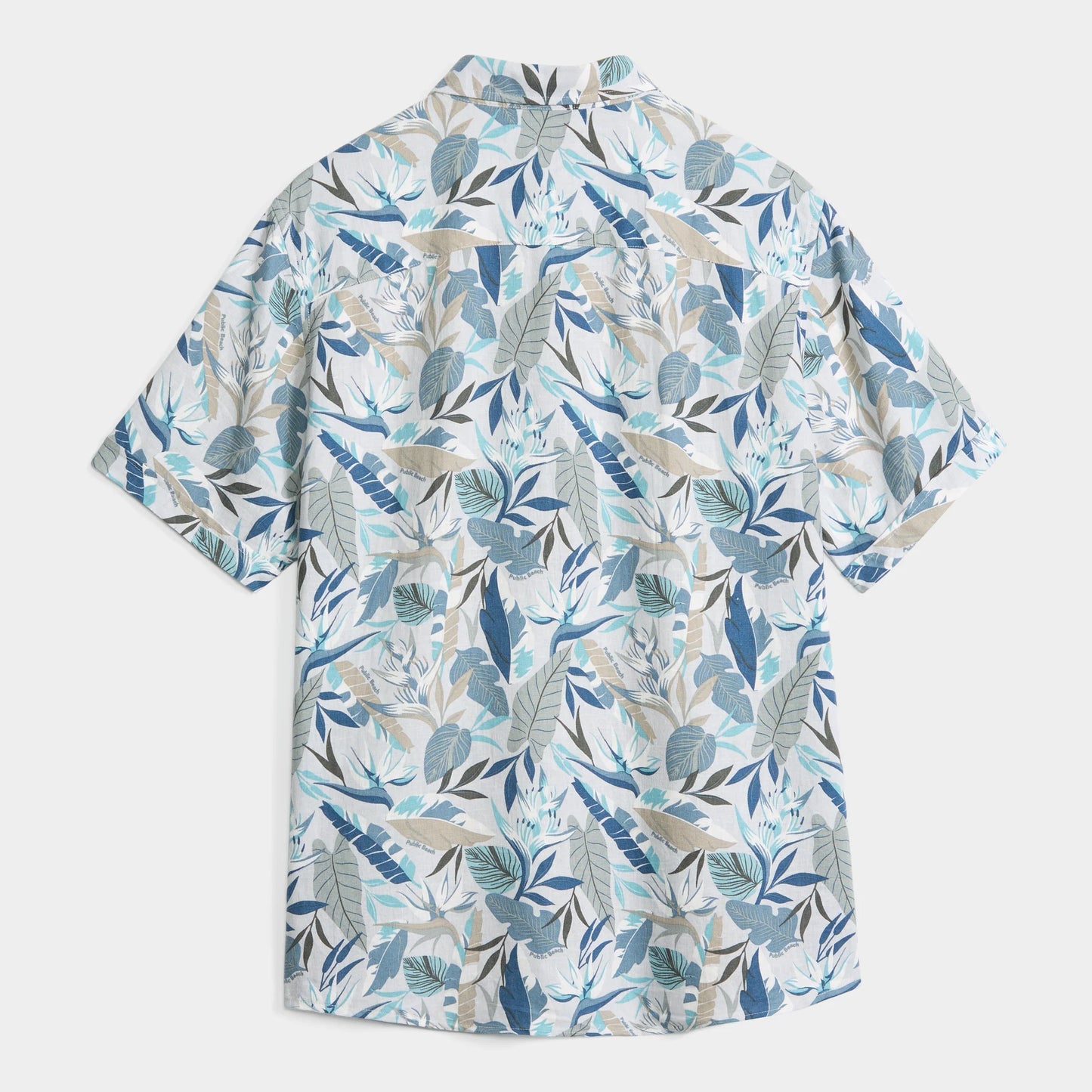Men's Grey Floral Linen Blend Shirt