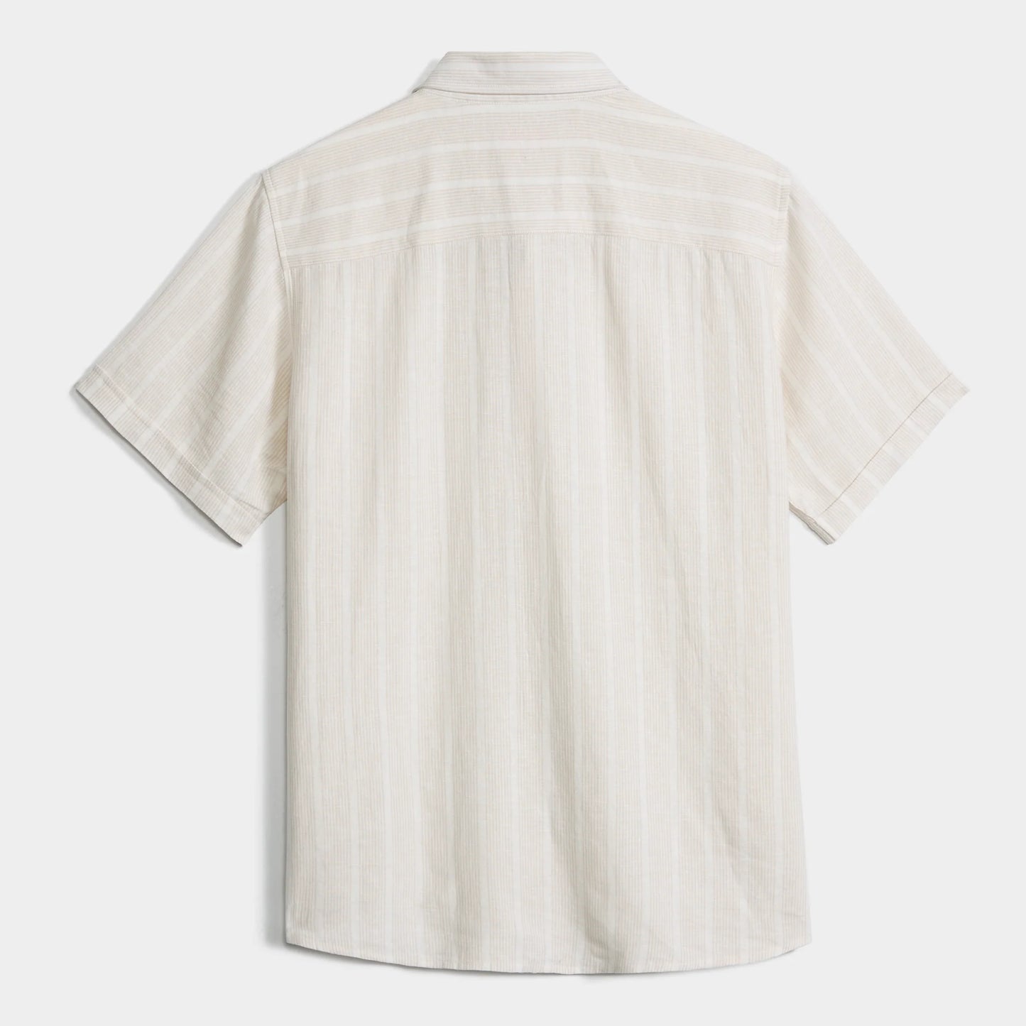 Men's Beige Linen Blend Stripe Shirt