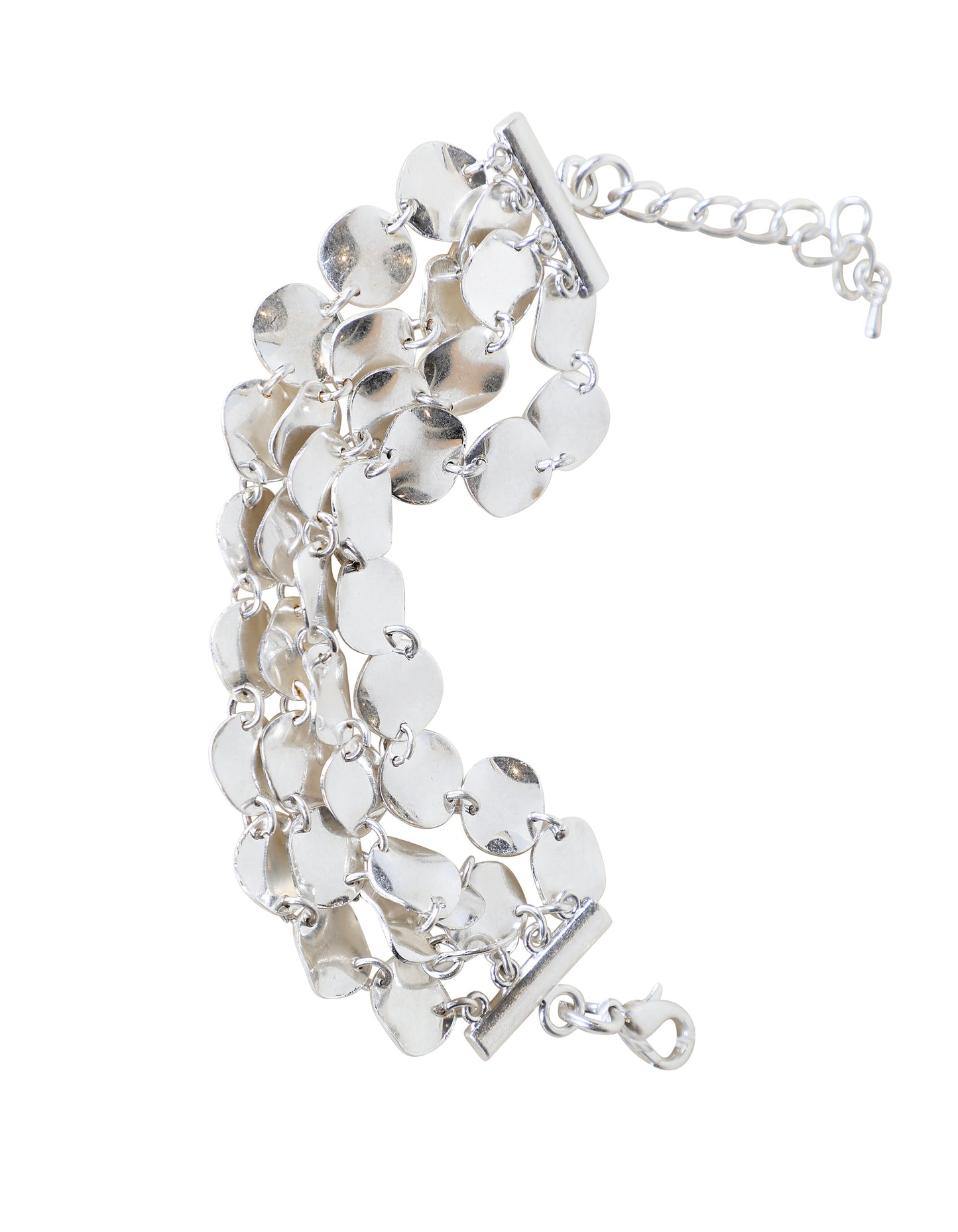 Textured Fish Scale Link Bracelet in Silver