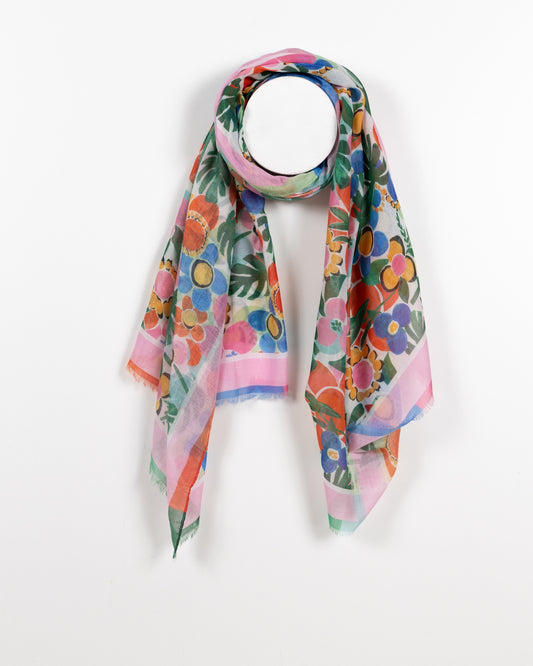 Vibrant Floral Sheer Scarf