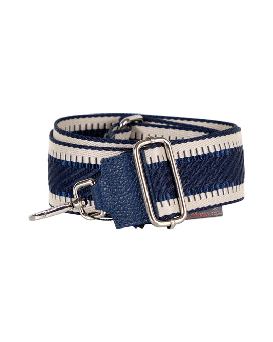 Adjustable Shoulder Bag Strap with Navy Chevron Design