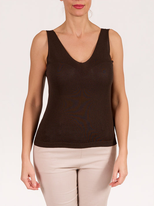 Espresso Deep V Front & Back Tank Top