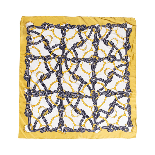 Yellow Equestrian Chain Decorative Square Scarf