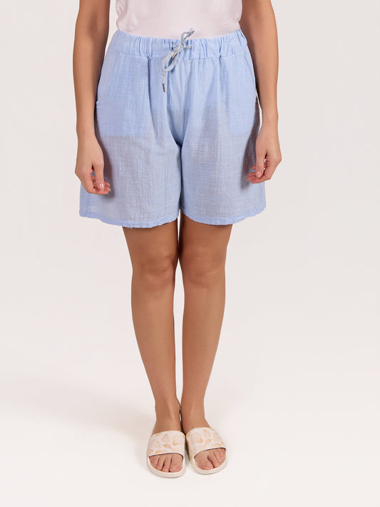 Blue Pull on Drawstring Short