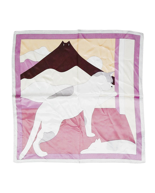 Elegant Feline Design Decorative Silk Scarf