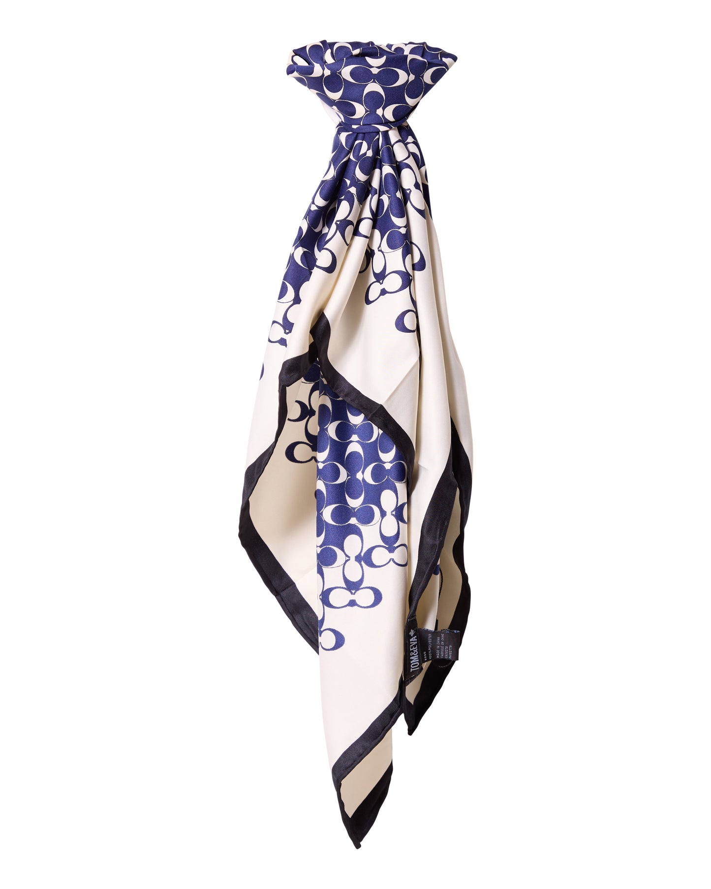 Navy Double C Printed Square Decorative Scarf