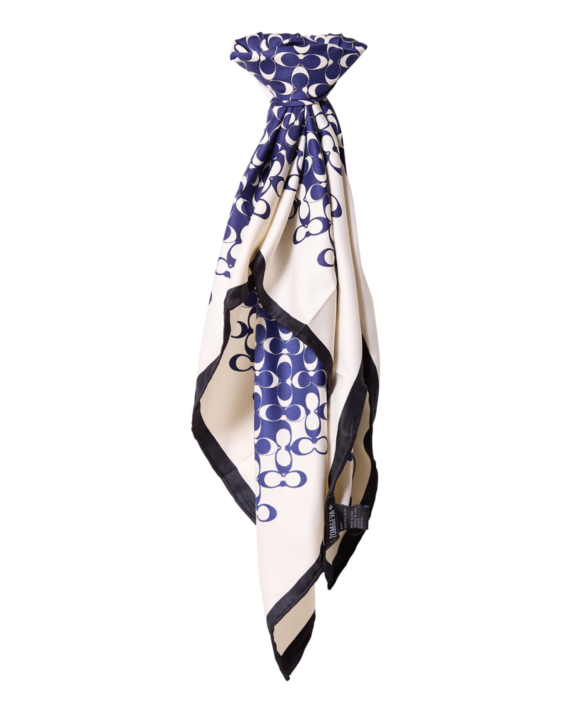 Navy Double C Printed Square Decorative Scarf