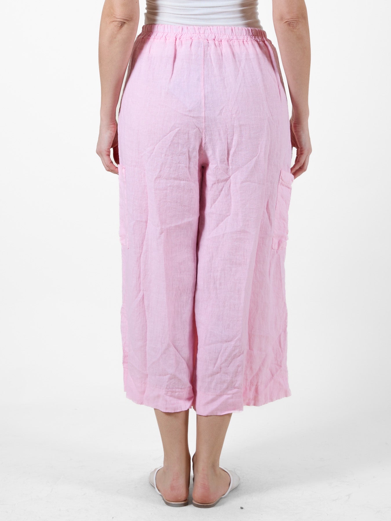 Carnation Cropped Flowing Beach Pants with Tie Front